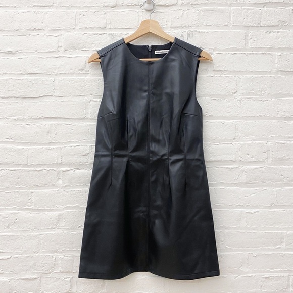 Abercrombie & Fitch || Faux Leather Mini Dress Black SP Small Petite NWT - Picture 1 of 8
